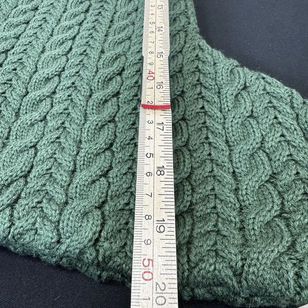 The Humane Society Green & White Paw Print Cable Knit Christmas Stocking 18